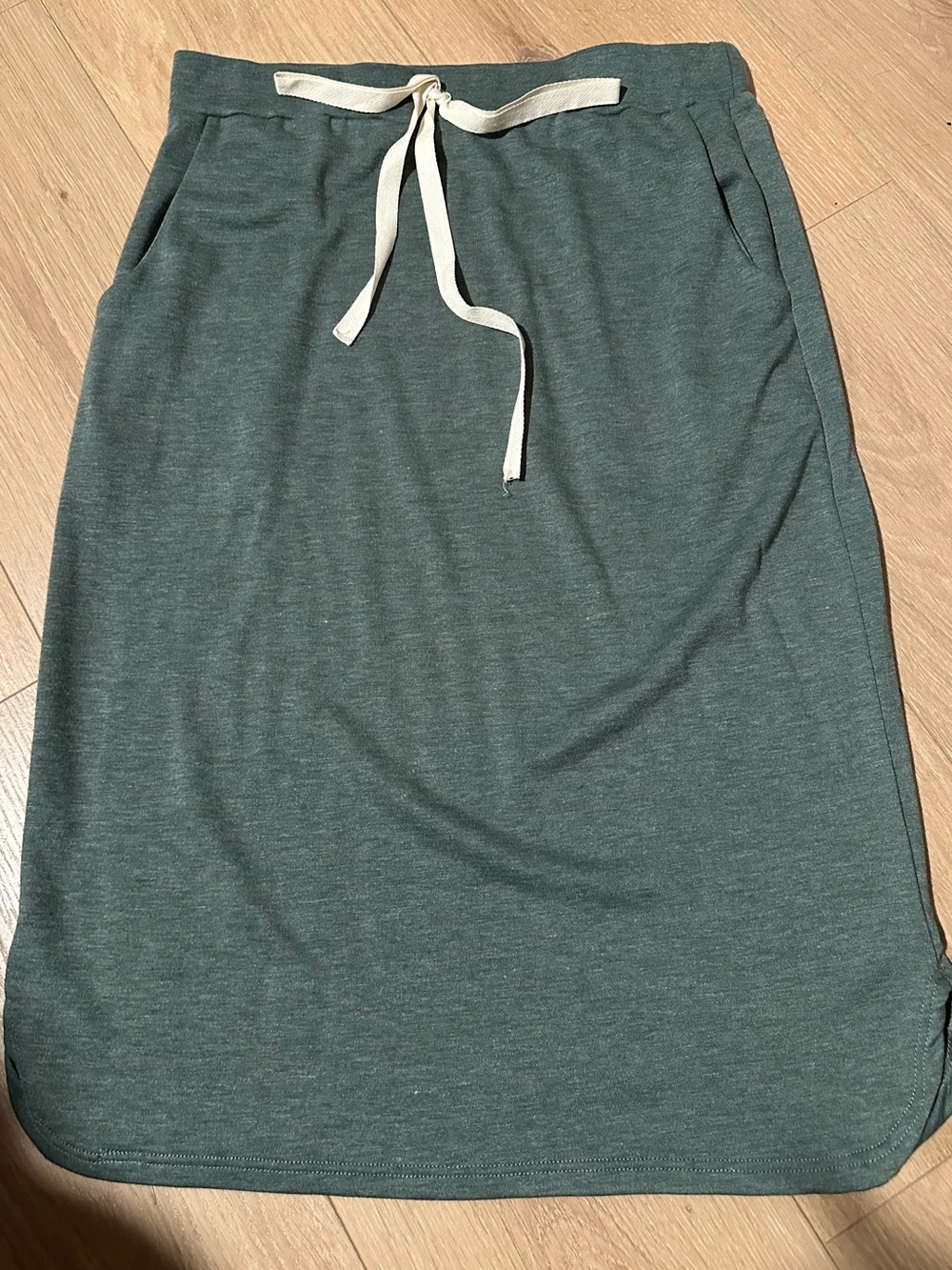 7th Ray Drawstring Green Knit Skirt
